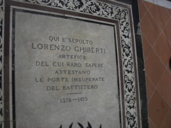 Lorenzo Ghiberti's gravestone in the church of Santa Croce in Florence.